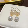 Pendientes Colgantes con Gancho de Plata de Ley S925, Lazo, Circonita, Borla, Versátiles para el Uso Diario, Exquisitos, Lujo Ligero, Sensación de Alta Gama, Pendientes de Perla