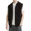 Cardigan de Tricô com Capuz Suéter Colete Outono 2026 para Adultos de Meia-Idade e Jovens, Peça de Roupa sem Mangas, Colete Fashion, Tendência
