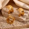 Moda europea y americana nicho diseño explosión anillo liso acero inoxidable chapado en oro de 18 quilates gancho de fundición ranura pendientes mujer