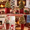Maceta navideña transfronteriza, maceta de árbol de Navidad roja, decoración navideña, copo de nieve, Papá Noel, muñeco de nieve, maceta de resina