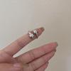 Anel Largo Irregular Simples de Metal Esmaltado de Camada Dupla Europeu e Americano de Nicho para Mulheres Estilo Frio Leve Luxo Anel de Alta Qualidade