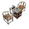 Nuevo Juego de Mesa y Sillas de Madera Maciza para Balcón Estilo Chino con Tetera para Uso Doméstico, Mesa de Té Integrada para Preparar Té y Hervir Agua
