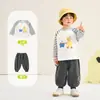 Conjunto de Camisetas de Manga Longa Kaka Panda para Meninos e Meninas, Roupa Casual de Duas Peças para Outono, Roupa de Bebê para Primavera e Outono