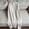 2026 Nuevo Modelo Pantalones de Pierna Ancha Rectos con Cremallera, Patrón Espiga de Lino Lyocell para Mujer, Venta al por Mayor B4DK8925