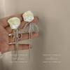Pendientes sencillos de esmalte coreano con diseño de nicho, pendientes de perlas estilo Hong Kong con temperamento femenino, joyería retro de amor al por mayor