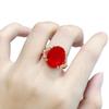 Transmisión en vivo de TikTok: anillo de diamantes rojos de alta calidad, de lujo y con un color claro, imitación de huevo de paloma natural, color fuego, brillante, con forma de huevo.