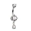Anillo de Acero Inoxidable y Resina para Ombligo con Cruz, Estilo Dulce Europeo y Americano, Piercing para Ombligo Incrustado con Diamantes, Joyería de Piercing de Alta Gama