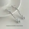 Pendientes Largos de Empalme con Circonita, Pendientes de Borla Súper Brillantes Estilo Francés de Lujo Ligero, Pendientes Elegantes de Alto Nivel Brillantes como de Hada