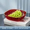 Plato de Fruta de Plástico con Borde Dorado y Diseño de Diamantes para Uso Doméstico, Plato de Bocadillos Multicolor para Sala de Estar, Hotel, Restaurante y Exhibición en Puesto