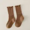 Calcetines para Niñas al por Mayor Otoño Calcetines para Niñas Calcetines Laterales con Orejas de Madera Encaje Simple Clásico Montones de Princesa Algodón