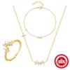 925 Sterling Silver Ins Style Diamond Petal All-match Pulseira Colar Anel Jóias terno Europeu e Americano Hot Selling Jóias Elegantes