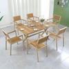 Mesa y Sillas de Plástico Madera para Exteriores Combinación Set de Sillas para Exterior Jardín Ocio Aire Libre Cafetería Comedor Patio Mesa y Sillas