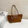 Bolso de Hombro de Ante Retro Coreano con Solapa para Debajo del Brazo para Mujer, Nuevo Otoño, Gran Capacidad, Versátil, Elegante