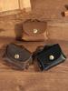 Bolsa para llaves con solapa de piel de vaca de primera capa europea y americana, estilo retro para monedas y cambio, bolsa para audífonos, bolsa para guardar cables de datos, bolsa pequeña para guardar juguetes