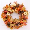 Nueva Corona de Calabaza y Piña de Otoño Decoración Colgante para Puerta y Ventana Corona de Guirnalda de Bayas Hoja de Arce para Jardín de Acción de Gracias Decoración de Pared