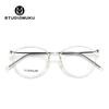 Gafas frescas de madera STUDIOMUKU para este verano, montura redonda ovalada, diseño de lámina de titanio puro, montura de gafas