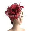 Adorno de Cabeça de Renda Europeu e Americano, Faixa de Cabeça de Pena, Chapéu de Organza, Adorno de Cabeça, Véu Retrô do Jockey Club, Acessório de Cabelo de Flor para Passarela