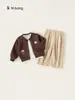 Conjunto de tres piezas Youbao para niños: camiseta de manga larga, chaqueta y pantalones casuales con estampado de letras, atuendo para exteriores de bebé, conjunto infantil