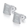 Pendientes de plata de ley S925 con moissanita y diseño de personalidad de hip hop europea y americana, con diamantes de imitación de cultivo cuadrado, venta al por mayor