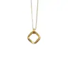 Collar de Anillo Cuadrado Mobius para Mujer, Diseño de Nicho Ins, Moda Brillante, Lujo Ligero, Cadena para Suéter con Colgante Versátil de Alta Gama