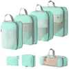 Set de 10 Bolsas de Almacenamiento de Viaje de Compresión Cuidadosamente Seleccionadas, Bolsa de Almacenamiento de Malla con Cordón para Empacar por Separado, Bolsa Organizadora para Equipaje, Maquillaje y Artículos de Tocador