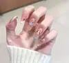 Explosões unha usada à mão strass de alta qualidade longo patch francês nail art terminou 30 peças de unhas removíveis