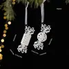 Nuevo Colgante de Plástico Blanco con Copos de Nieve Brillantes, Mariposa Árbol de Navidad Bolsa de Regalo Caramelo Colgante Pequeño Decoración de Carrillón de Viento
