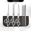 Fábrica Personalizada Pet Tesouras Profissionais para Grooming Ferramenta Especial de Limpeza e Aparo Conjunto Prata Todo Aço Dente Reto Tesouras Curvas