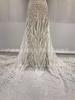 Vestido Longo Bordado Pesado Tecido de Renda Solúvel em Água Vestido de Malha Bordado com Margaridas Tridimensionais Tecido para Vestido