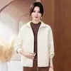 Cardigã Transfronteiriço Novo Estilo para Mães de Meia-idade e Idosas, Moda Primavera e Outono, Pequeno Estilo Francês, Tricô com Zíper, Tamanho Plus, Jaqueta Versátil