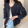 Jaqueta Cardigan de Linho Chic Coreana Nova para Primavera e Outono 2026 para Mulheres