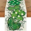 Bandeirinha de Mesa Popular da Amazon para o Dia de São Patrício Trevo da Sorte de Quatro Folhas Estampado Material de Linho Toalha de Mesa Decorativa para o Festival da Primavera
