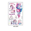 Tatuaje de Unicornio con Purpurina Nueva Serie Morada de Dibujos Animados Lindo y Soñador Pequeño Pony Tatuaje Temporal Desechable