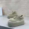 Zapatos casuales de plataforma de cuero esmerilado de colores dulces para mujer 2026, zapatos nuevos con cordones elegantes y modernos para mujeres petite