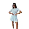 Top de punto moderno y juvenil de corte ajustado para mujer, manga corta de verano, elegante y que realza la figura, adecuado para ir al trabajo.