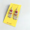 Brincos Turquesa Boêmios Transfronteiriços, Brincos Étnicos de Franja Estilo Étnico Retrô Europeu e Americano, Brincos Estilo Chinês para Mulheres
