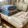 Juego de sábana y funda de edredón para dormitorio de estudiante universitario, algodón puro, 0.9m para camas individuales, juego de sábanas ajustables de 1.5m para literas