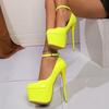 Zapatos de tacón alto nuevos de primavera europeos y americanos para mujer, tacones de aguja con bloques de color, zapatos sexys, plataformas impermeables, tacones súper altos, zapatos de mujer para discoteca, modernos