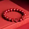 Cristal Jiuyac Mineral Crudo Cinabrio Arena Dorada Púrpura Pulsera Doble Pixiu Pulsera de Arena Púrpura Doble Pixiu Venta al por Mayor