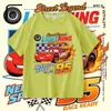Camiseta de Verano de Algodón con Mangas Cortas de Carreras para Niños Rayo McQueen, Top Elegante para Niños Pequeños