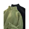 Suéter con Media Cremallera para Hombre, Estilo Coreano Holgado, Suéter Sencillo de Punto con Cuello Campana, Prenda Superior de Color Sólido de Alta Gama