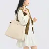Bolsa Tote de Nailon Resistente al Agua para Mujer - Bolso de Hombro Caramel de Gran Capacidad, Bolso de Mano Casual para Trabajo, Viaje, Compras con Detalles de Cordón Ajustable