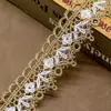 Bordado com fio de ouro renda solúvel em água adereços de cabeça Lolita DIY listra de um lado roupas vestido acessórios e materiais para vestido de noiva