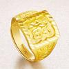 Anillo cuadrado ancho de oro duro 3D de simulación para hombre, anillo para hombre sólido de jefe dominante, anillo abierto para hombre