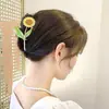 Pinza trasera para el pelo de girasol Corea del Sur elegante temperamento pinza de tiburón grande tocado exquisito clip para recogido de pelo femenino verano