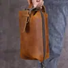 Amazon Bolsa de Tocador Retro de Cuero Crazy Horse Multifuncional Bolsa de Almacenamiento de Cuero Genuino Piel de Vaca de Primera Capa Bolso de Mano para Hombre