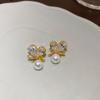 Pendientes de borla de flor de circonita con diamantes de imitación de lujo con aguja plateada, pendientes de viento frío, pendientes de personalidad roja de red para mujer, venta al por mayor