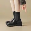 Otoño 2026 Nuevos Zapatos JK de Estilo Británico Puntera Redonda Velcro Suela Gruesa Mocasines para Mujer Piel Suave Mocasines Antideslizantes
