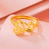 Novo anel de amor duplo de ouro areia vietnamita banhado a cobre 24k ouro duplo coração abertura anel feminino por um longo tempo