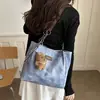 Bolsa feminina transfronteiriça retrô de grande capacidade 2026 nova bolsa de ombro versátil, bolsa tote estudantil da moda para aula e deslocamento